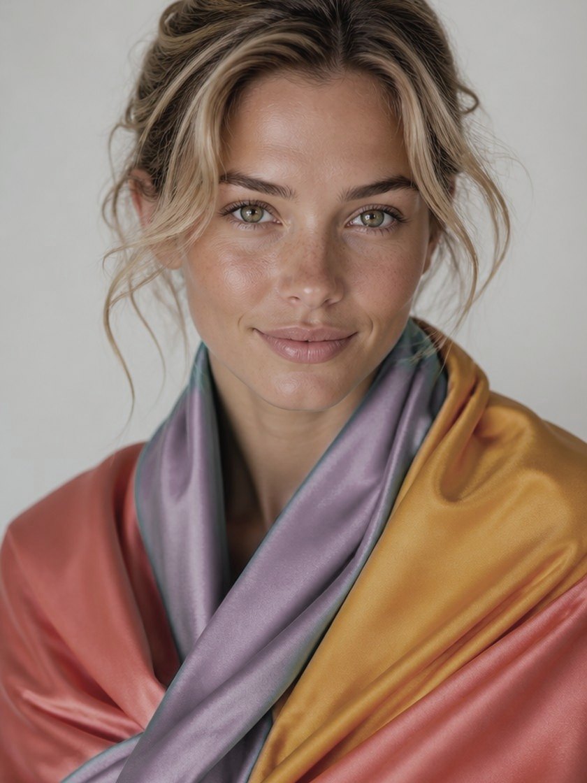The same woman dimmed by dusty muted colors